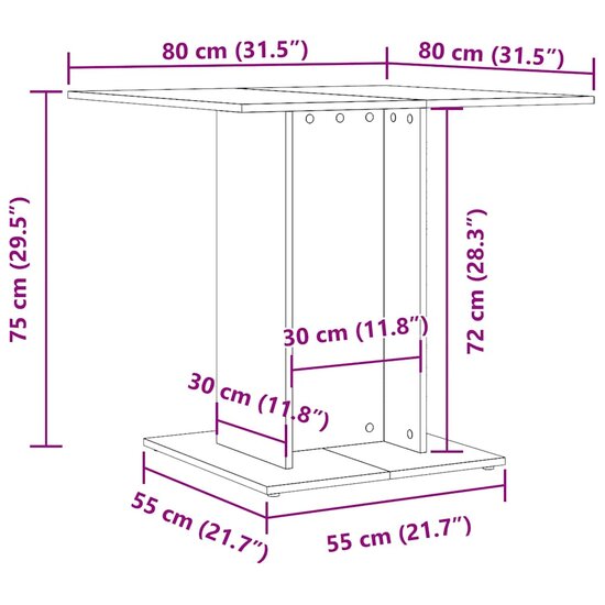 Eettafel 80x80x75 cm bewerkt hout zwart 6