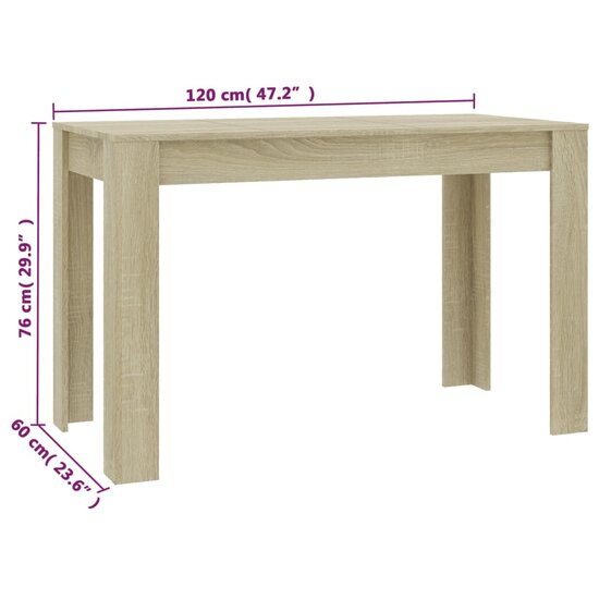 Eettafel 120x60x76 cm bewerkt hout sonoma eikenkleurig 6