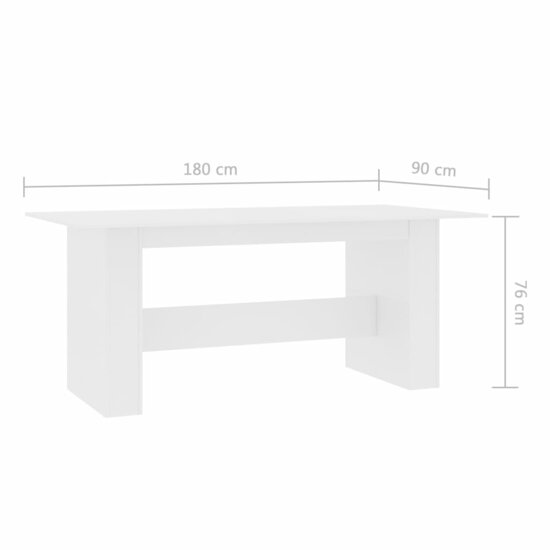 Eettafel 180x90x76 cm bewerkt hout wit 7