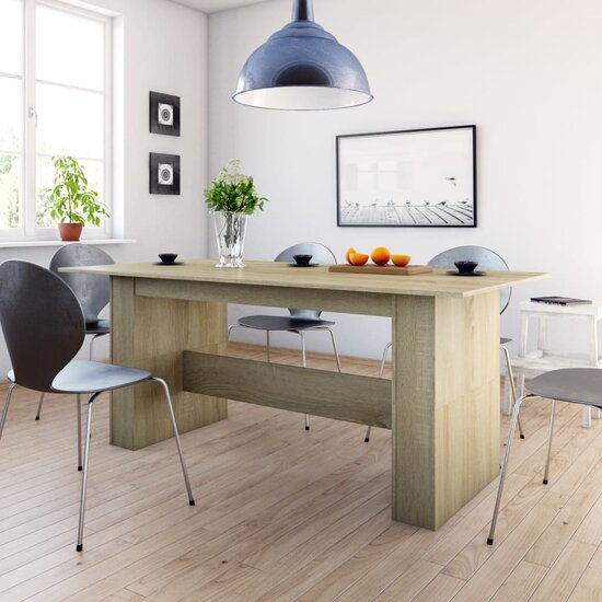 Eettafel 180x90x76 cm bewerkt hout sonoma eikenkleurig 1