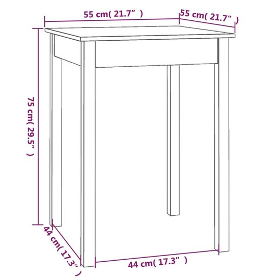 Eettafel 55x55x75 cm massief grenenhout 8