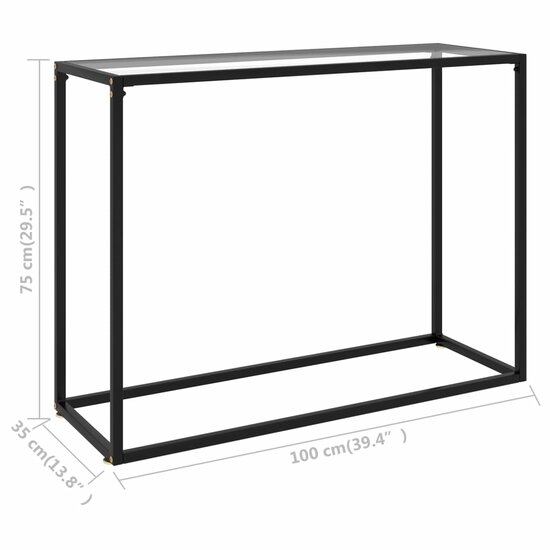 Wandtafel 100x35x75 cm gehard glas transparant 6