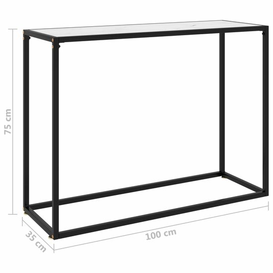 Wandtafel 100x35x75 cm gehard glas wit 6