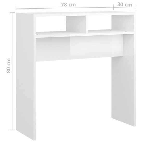 Wandtafel 78x30x80 cm bewerkt hout hoogglans wit 7