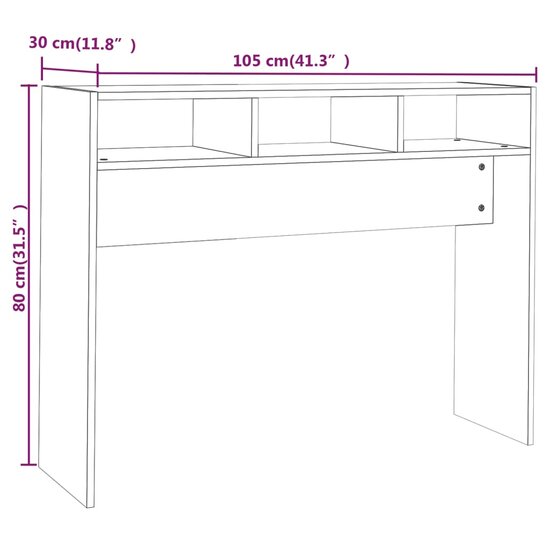 Wandtafel 105x30x80 cm bewerkt hout zwart 7