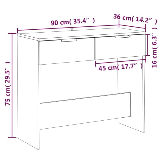 Wandtafel 90x36x75 cm bewerkt hout betongrijs 8