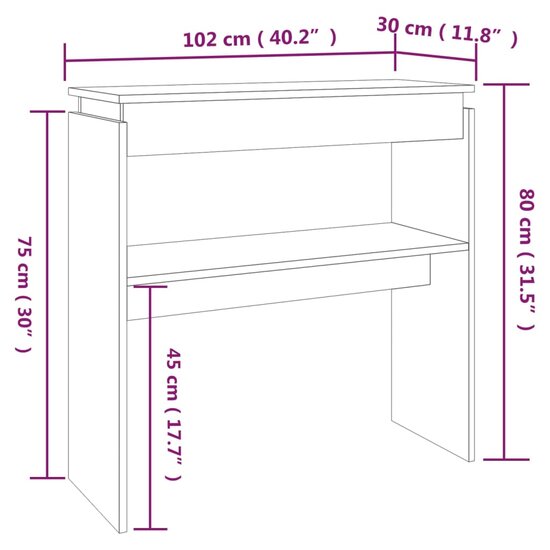 Wandtafel 102x30x80 cm bewerkt hout gerookt eikenkleurig 6