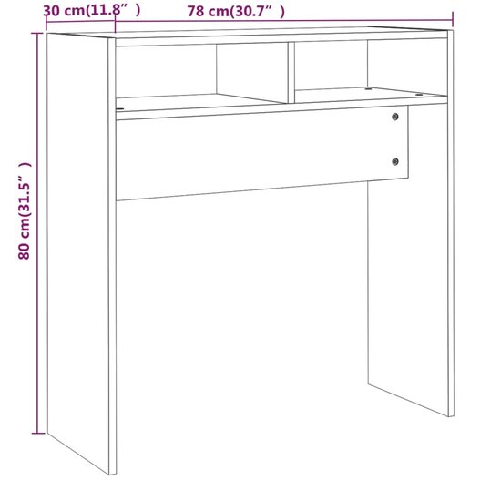 Wandtafel 78x30x80 cm bewerkt hout gerookt eikenkleurig 7