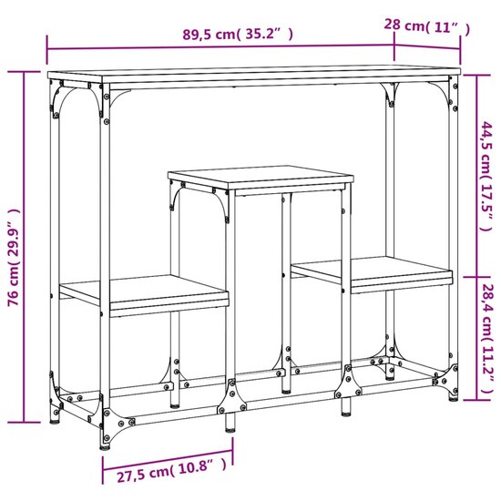 Wandtafel 89,5x28x76 cm bewerkt hout bruin eikenkleur 9