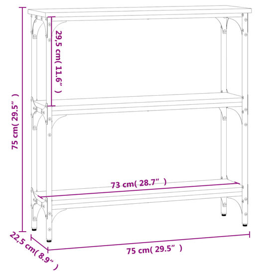 Wandtafel 75x22,5x75 cm bewerkt hout gerookt eikenkleurig 9