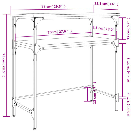 Wandtafel 75x35,5x75 cm bewerkt hout zwart 9