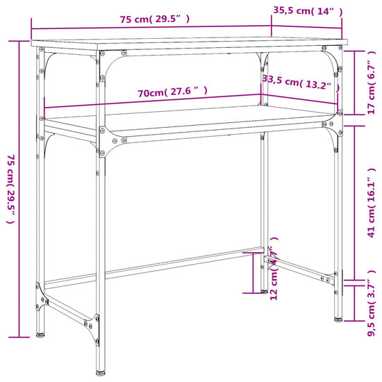 Wandtafel 75x35,5x75 cm bewerkt hout gerookt eikenkleurig 9