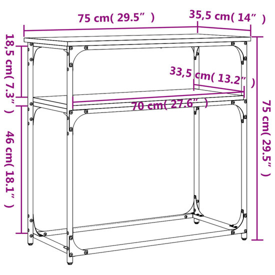 Wandtafel 75x35,5x75 cm bewerkt hout zwart 9