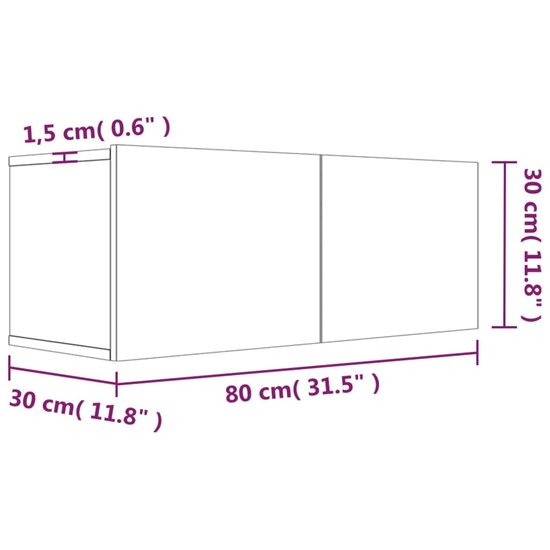 Tv-meubel 80x30x30 cm bewerkt hout gerookt eikenkleurig 9