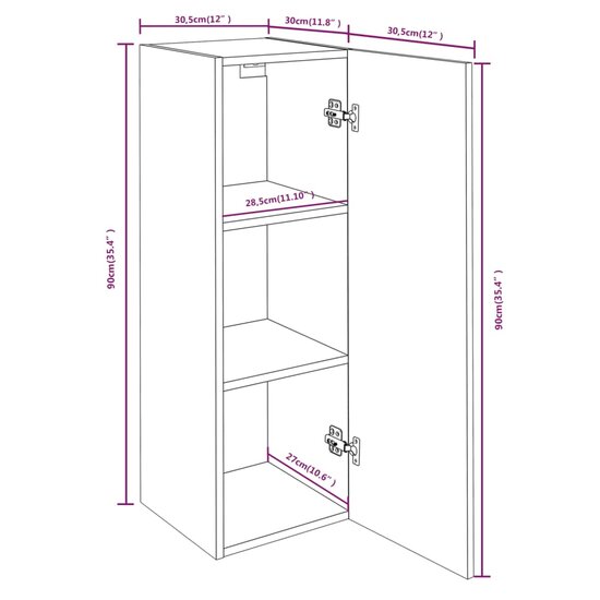 Tv-meubel 30,5x30x90 cm bewerkt hout bruin eikenkleur 9