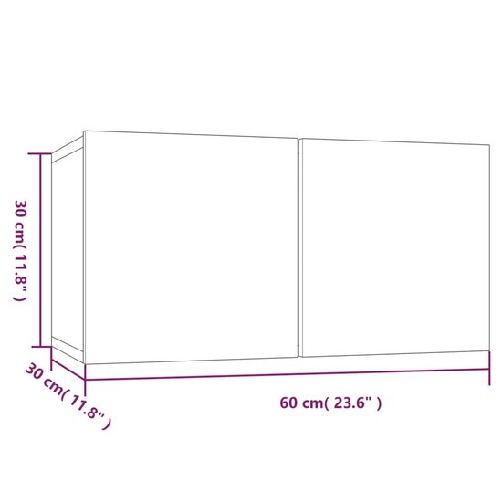 Tv-hangmeubel 60x30x30 cm bewerkt hout grijs sonoma eikenkleur 8