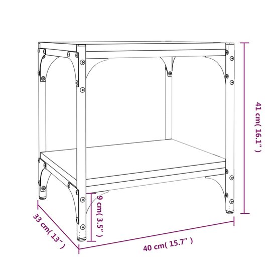 Tv-meubel 40x33x41 cm bewerkt hout en staal zwart 9