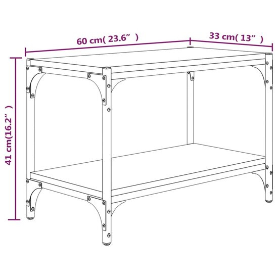 Tv-meubel 60x33x41 cm bewerkt hout en staal zwart 9