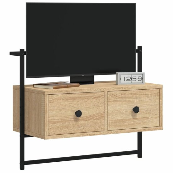 Tv-meubel wandgemonteerd 60,5x30x51 cm hout sonoma eikenkleurig 3