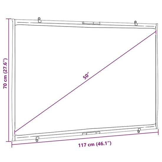 Projectiescherm wandhangend 50 inch 16:9 7