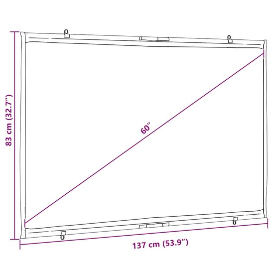 Projectiescherm wandhangend 60 inch 16:9 7