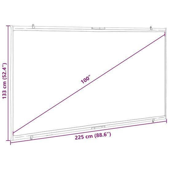 Projectiescherm wandhangend 100 inch 16:9 7