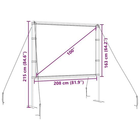 Projectiescherm met statieven 100 inch 4:3 8