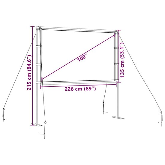 Projectiescherm met statieven 100 inch 16:9 8