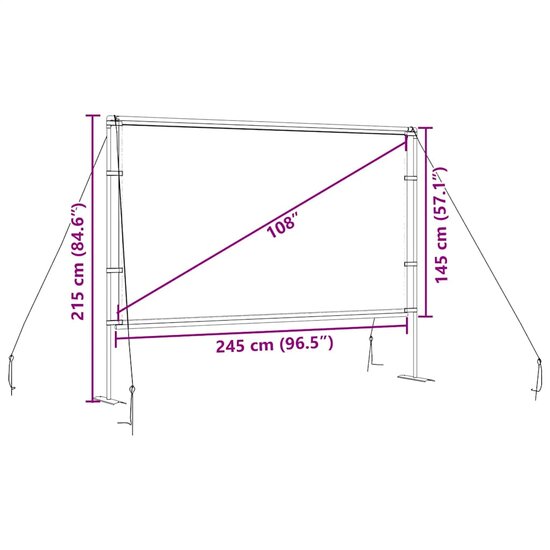 Projectiescherm met statieven 108 inch 16:9 8