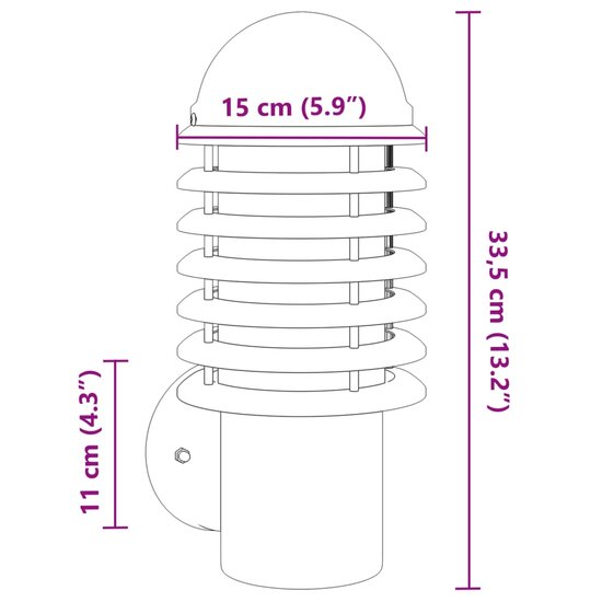 Buitenwandlamp roestvrij staal zwart 7