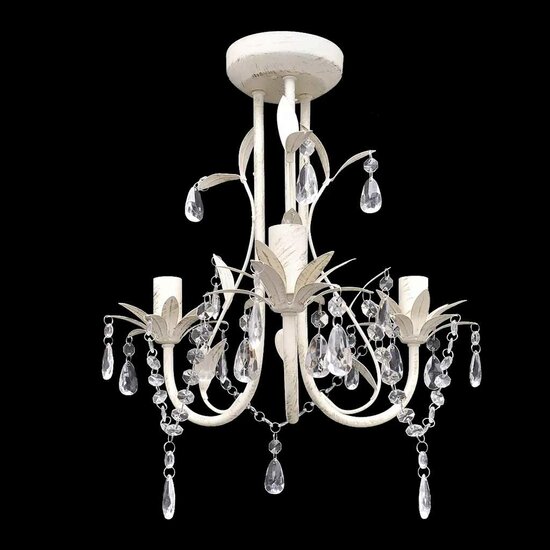 Kristallen kroonluchter met wit elegant design (3 lampen) 1