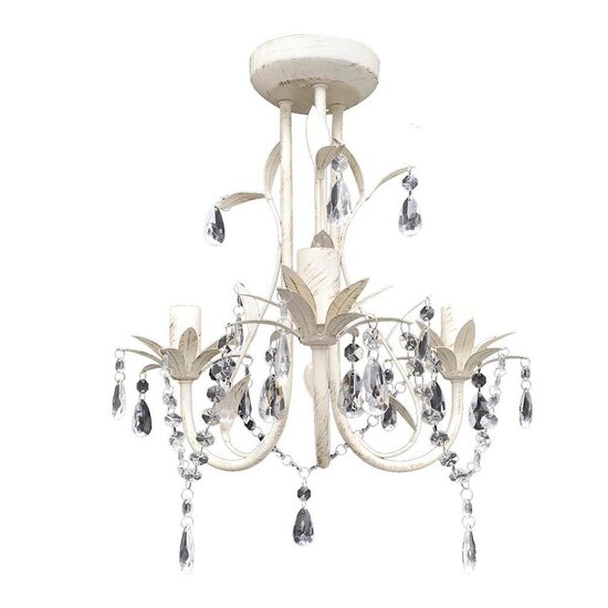 Kristallen kroonluchter met wit elegant design (3 lampen) 2