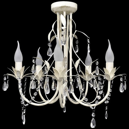 Kristallen kroonluchter met wit elegant design (5 lampen) 1