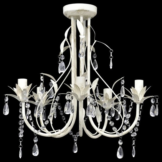 Kristallen kroonluchter met wit elegant design (5 lampen) 4