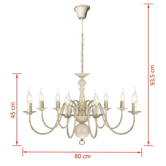 Kroonluchter wit metaal 8 x E14 lampen 6