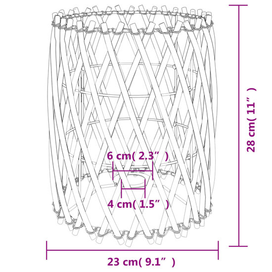 Lampenkap &Oslash;23x28 cm wicker 9