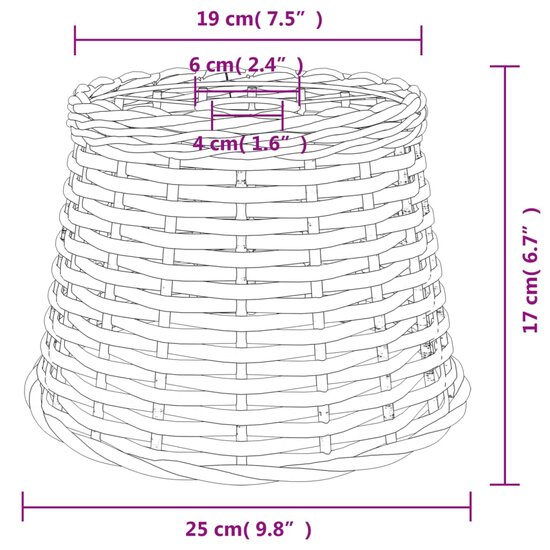 Plafondlampenkap &Oslash;25x17 cm wicker wit 6