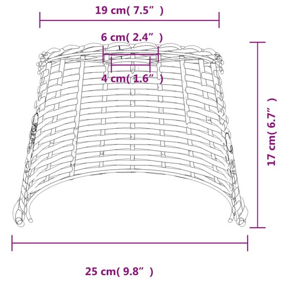 Plafondlampenkap &Oslash;25x17 cm wicker wit 7