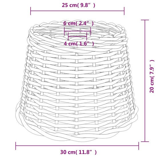 Plafondlampenkap &Oslash;30x20 cm wicker wit 6