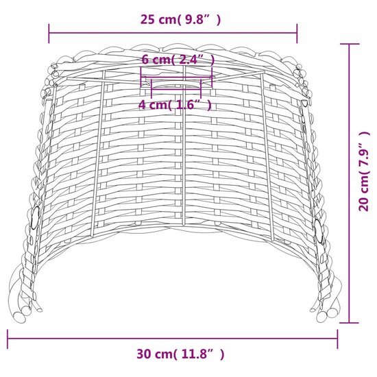 Plafondlampenkap &Oslash;30x20 cm wicker wit 7