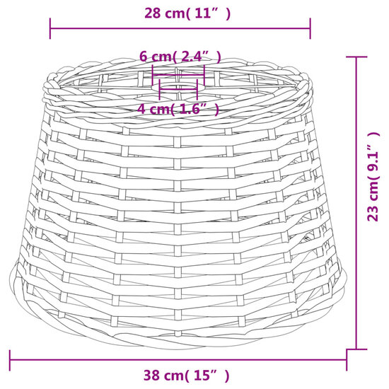 Plafondlampenkap &Oslash;38x23 cm wicker wit 6