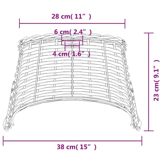 Plafondlampenkap &Oslash;38x23 cm wicker wit 7