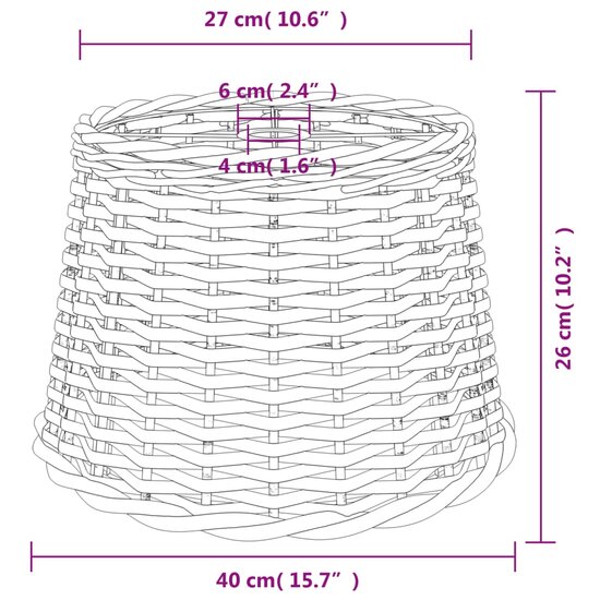 Plafondlampenkap &Oslash;40x26 cm wicker wit 6