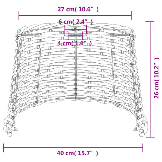 Plafondlampenkap &Oslash;40x26 cm wicker wit 7