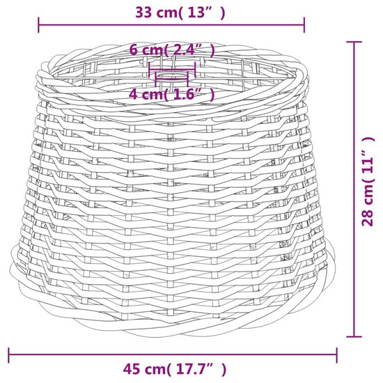 Plafondlampenkap &Oslash;45x28 cm wicker wit 6