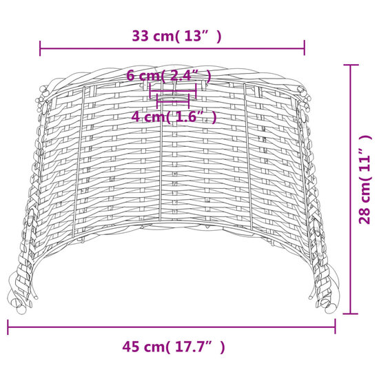 Plafondlampenkap &Oslash;45x28 cm wicker wit 7