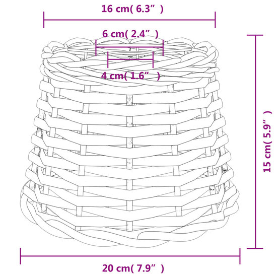 Plafondlampenkap &Oslash;20x15 cm wicker bruin 6