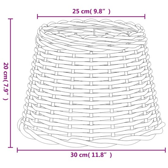 Lampenkap &Oslash;30x20 cm wicker wit 6