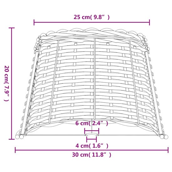 Lampenkap &Oslash;30x20 cm wicker wit 7