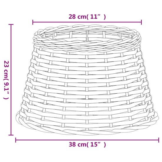 Lampenkap &Oslash;38x23 cm wicker wit 6